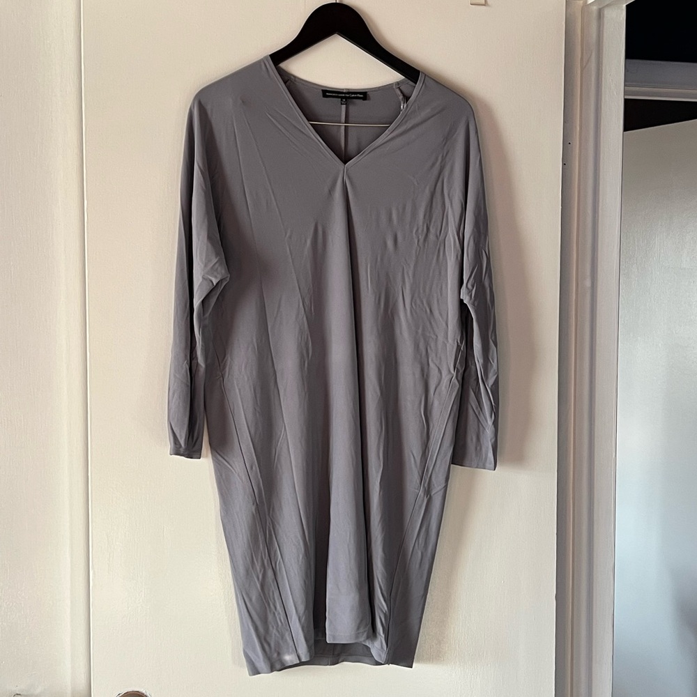 CALVIN KLEIN Gray Women's Jersey Knit Dolman 3/4 Sleeve Dress. Women’s 10.
